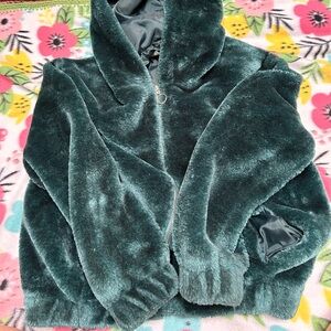 Outer Edge Emerald Green Fur Jacket